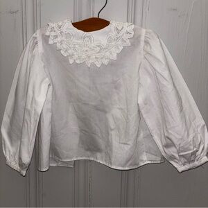 Battenberg Lace Collar White Blouse Toddler 4 Made in The USA